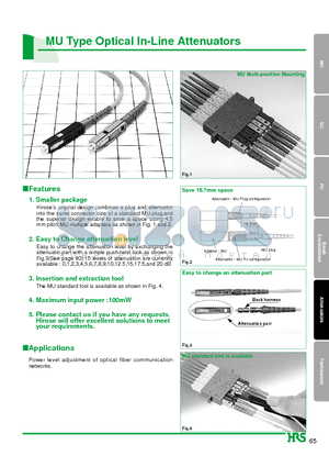 HMU-PAT-FH-K107 datasheet - MU Type Optical In-Line Attenuators