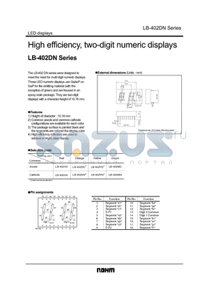 LB-402 datasheet - High efficiency, two-digit numeric displays