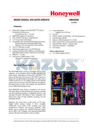 HMX2000 datasheet - MIXED SIGNAL SOI GATE ARRAYS