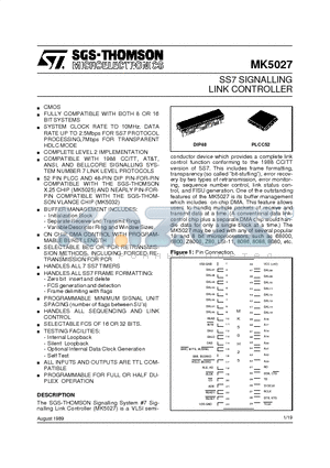 MK5027DIP datasheet - SS7 SIGNALLING LINK CONTROLLER