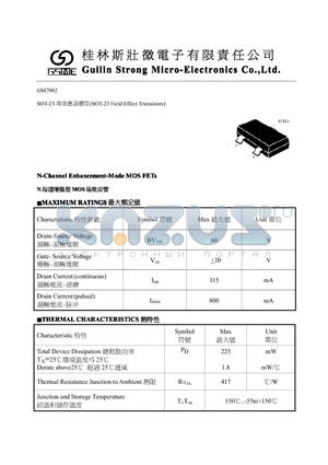 GM7002 datasheet - N-Channel Enhancement-Mode MOS FETs