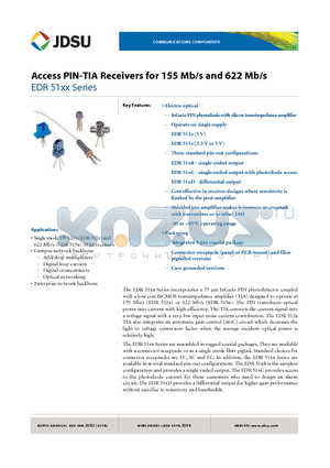 EDR512BTL datasheet - Access PIN-TIA Receivers for 155 Mb/s and 622 Mb/s