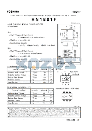 HN1B01F datasheet - NPN EPITAXIAL TYPE (AUDIO FREQUENCY GENERAL PURPOSE AMPLIFIER APPLICATIONS)