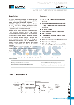 GM7110-12TA5T datasheet - 1A STEP-DOWN VOLTAGE SWITCHING REGULATOR