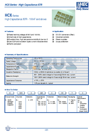 HCX datasheet - High Capacitance X7R - 100nF and above