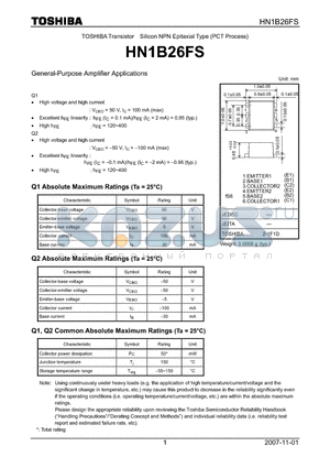 HN1B26FS datasheet - General-Purpose Amplifier Applications