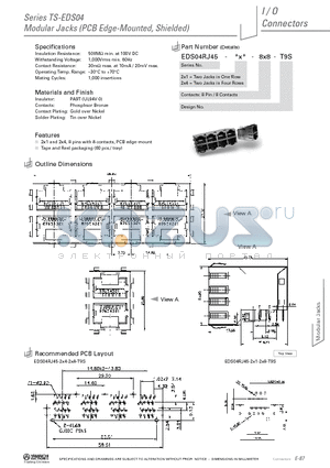 EDS04RJ45-2X4-8X8-T9S datasheet - Modular Jacks (PCB Edge-Mounted, Shielded)