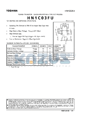 HN1C03FU datasheet - NPN EPITAXIAL TYPE (FOR MUTING AND SWITCHING APPLICATIONS)