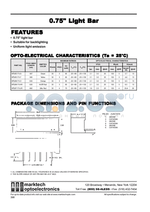 MTLB7175-UR datasheet - Marktech 0.75 Light Bar LEDs