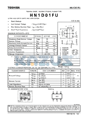 HN1D01FU datasheet - DIODE (ULTRA HIGH SPEED SWITCHING APPLICATIONS)