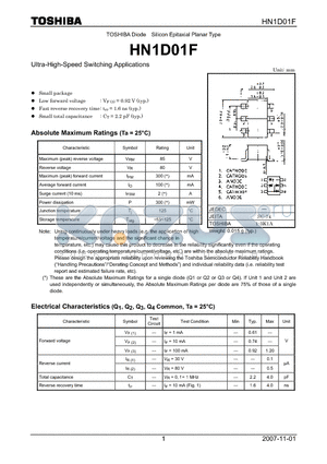 HN1D01F_07 datasheet - Silicon Epitaxial Planar Type Ultra-High-Speed Switching Applications