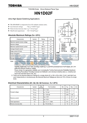 HN1D02F datasheet - Ultra-High-Speed Switching Applications