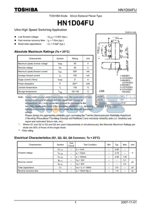 HN1D04FU datasheet - Ultra High Speed Switching Application