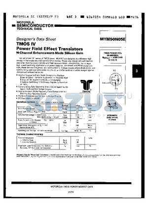 MTM50N05E datasheet - TMOS IV POWER FIELD EFFECT TRANSISTORS