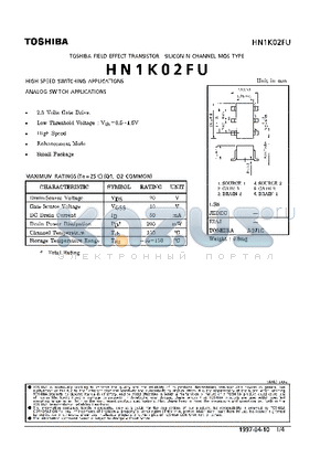 HN1K02FU datasheet - N CHANNEL MOS TYPE (HIGH SPEED SWITCHING, ANALOG SWITCH APPLICATIONS)