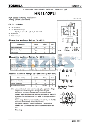 HN1L02FU_07 datasheet - Silicon NgP Channel MOS Type High Speed Switching Applications
