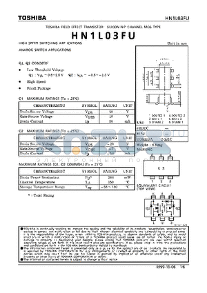 HN1L03FU datasheet - N,P CHANNEL MOS TYPE (HIGH SPEED SWITCHING, ANALOG SWITCH APPLICATIONS)