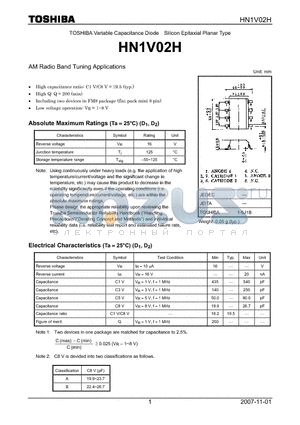 HN1V02H_07 datasheet - Silicon Epitaxial Planar Type AM Radio Band Tuning Applications