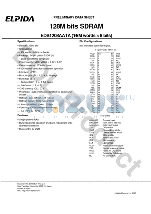 EDS1208AATA datasheet - 128M bits SDRAM