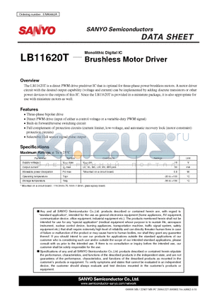 LB11620T datasheet - Brushless Motor Driver