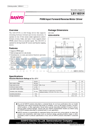 LB11651H datasheet - PWM Input Forward/Reverse Motor Driver
