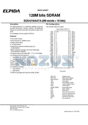 EDS1216AATA-75-E datasheet - 128M bits SDRAM