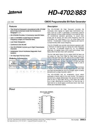 HD-4702/883 datasheet - CMOS Programmable Bit Rate Generator