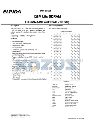 EDS1232AASE-60L-E datasheet - 128M bits SDRAM (4M words x 32 bits)