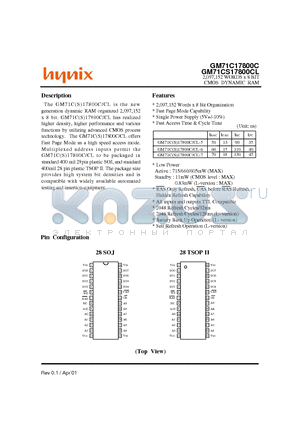 GM71C17800C-6 datasheet - 2,097,152 WORDS x 8 BIT CMOS DYNAMIC RAM