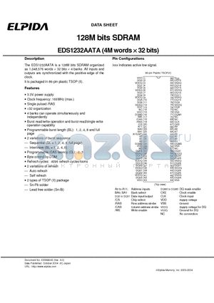 EDS1232AATA-60-E datasheet - 128M bits SDRAM (4M words x 32 bits)