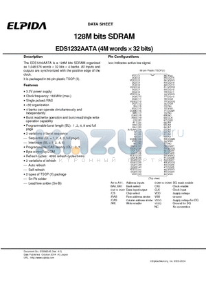 EDS1232AATA-60L datasheet - 128M bits SDRAM (4M words x 32 bits)