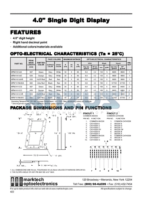 MTN2141-CG datasheet - Marktech 4.00 Single Digit