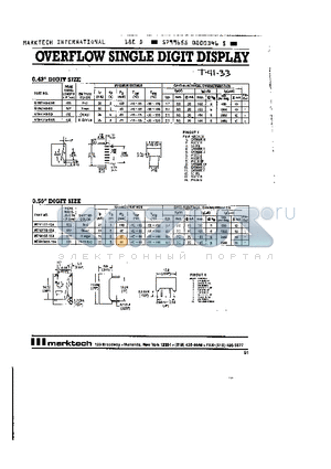 MTN2143-SG datasheet - OVERFLOW SINGLE DIFIT DISPLAY