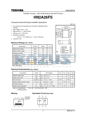 HN2A26FS datasheet - Frequency General-Purpose Amplifier Applications