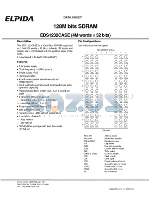 EDS1232CASE-1A-E datasheet - 128M bits SDRAM (4M words x 32 bits)