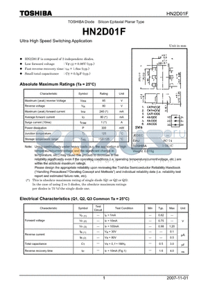 HN2D01F_07 datasheet - Ultra High Speed Switching Application