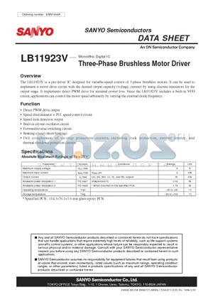 LB11923V_06 datasheet - Three-Phase Brushless Motor Driver