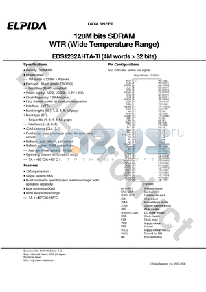 EDS1232AHTA-75TI-E datasheet - 128M bits SDRAM WTR (Wide Temperature Range)