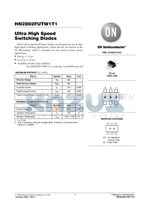 HN2D02FUTW1T1 datasheet - Ultra High Speed Switching Diodes