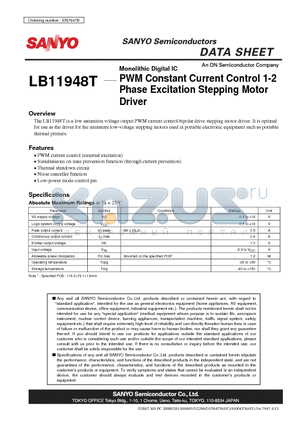 LB11948T_07 datasheet - PWM Constant Current Control 1-2 Phase Excitation Stepping Motor Driver