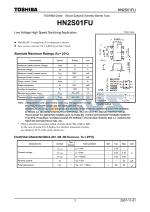 HN2S01FU_07 datasheet - Low Voltage High Speed Switching Application