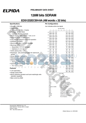 EDS1232ECBH-9A datasheet - 128M bits SDRAM