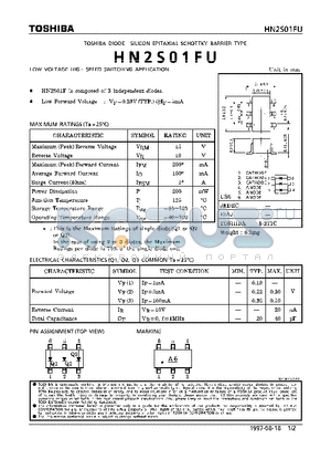 HN2S01FU datasheet - DIODE (LOW VOLTAGE HIGH SPEED SWITCHING APPLICATIONS)