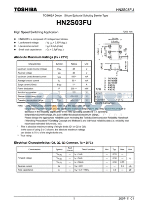 HN2S03FU datasheet - High Speed Switching Application