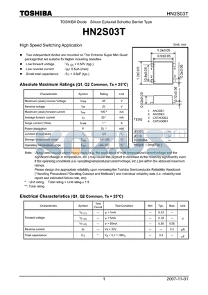 HN2S03T datasheet - High Speed Switching Application