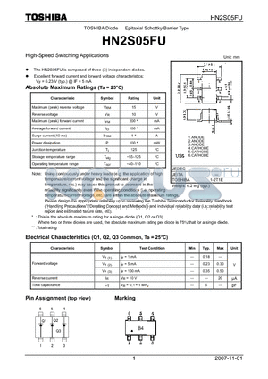 HN2S05FU datasheet - High-Speed Switching Applications