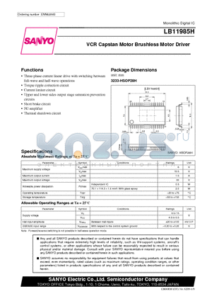 LB11985H datasheet - VCR Capstan Motor Brushless Motor Driver