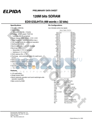 EDS1232JHTA datasheet - 128M bits SDRAM