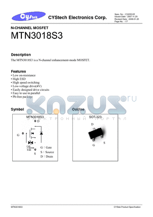 MTN3018S3 datasheet - N-CHANNEL MOSFET