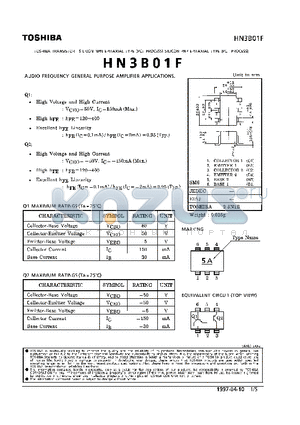 HN3B01F datasheet - PNP EPITAXIAL TYPE (AUDIO FREQUENCY GENERAL PURPOSE AMPLIFIER APPLICATIONS)